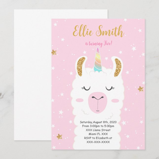 Convite Llama para Cores de Água (Frente/Verso)