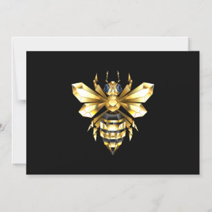 Convite Logotipo Faux Gold Foil Polygonal da Abelha em Pre