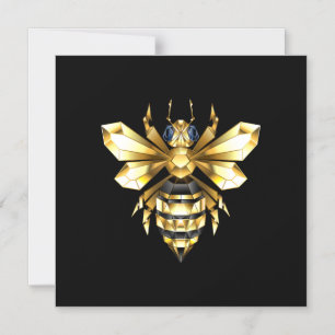 Convite Logotipo Faux Gold Foil Polygonal da Abelha em Pre