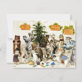 Convite Louis Wain Cats Christmas Party Magnetic Card