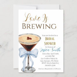 Convite Love is Brewing Blue Bridal Shower Invitation 