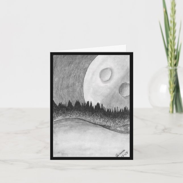 Convite Lua e Planeta - Preto (Frente)