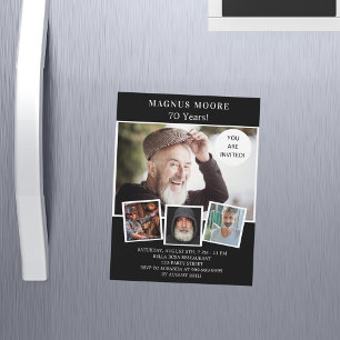 Convite luxo de colagem de fotos em branco preto-festa de