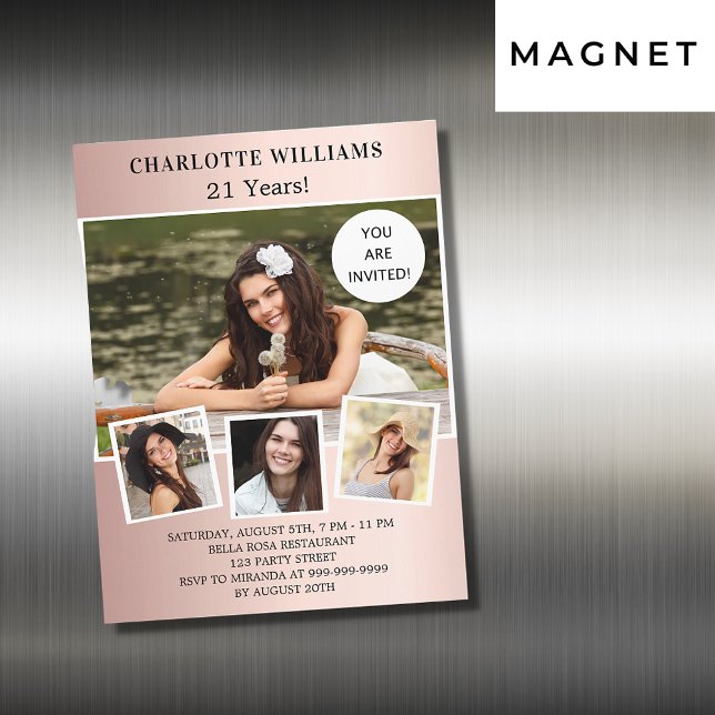 Convite luxo de colagem de fotos festa de aniversário de o (Criador carregado)