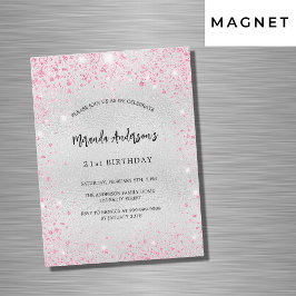 Convite Luxo prateado cor-de-rosa