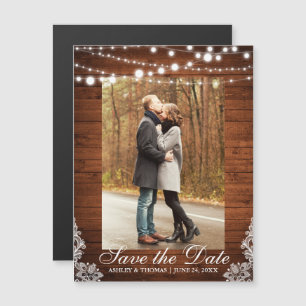 Convite Luzes de cadarço de madeira russas salvam o Noivad