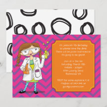 Convite Mad Scientist: Poções para Raparigas de Br