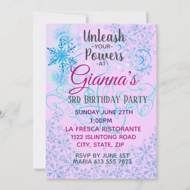 Convite Magia de Neve Congelante (Frente)
