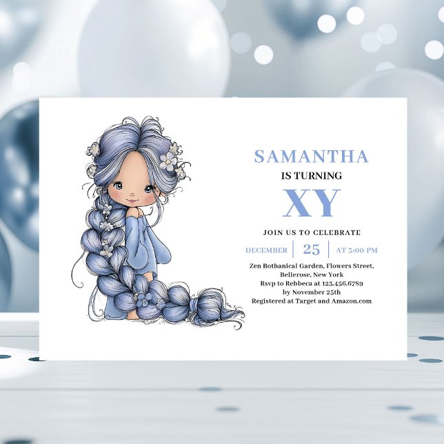 Convite Mágico de Aniversário da Fada Azul Maravil (Wonder Blue Fairy Girl Birthday Magical invitation)