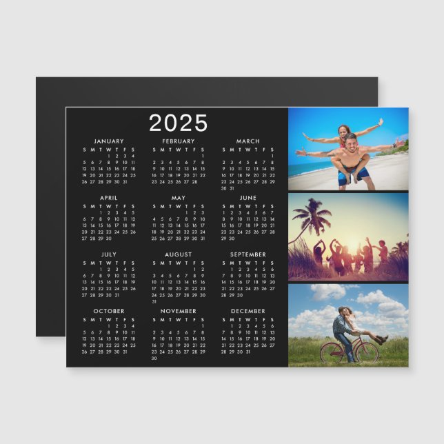 Convite Magnet de Calendário 2025 para Colagem de Fotos Pe (Frente/Verso)