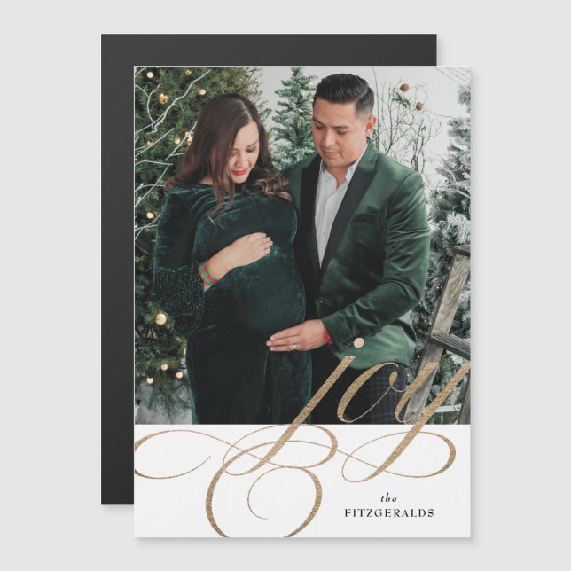 Convite Magnet de Férias Festivas, brancas e Douradas (Frente/Verso)