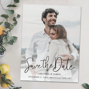 Convite Magnet Save the Dates with Photo and Black Script
