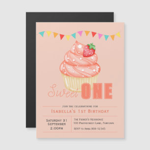 Convite Magnetic Sweet ONE, 1º aniversário do cupcake da f
