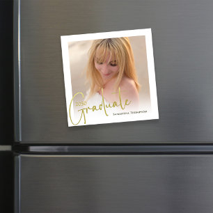 Convite Magnética de Fotografias de Script Dourado Minimal