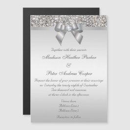 Convite Magnético Arco Faux Silver Sequins de Casamento