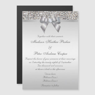 Convite Magnético Arco Faux Silver Sequins de Casamento