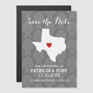 Convite Magnético Casamento no Estado de Origem Salve a Data Texas