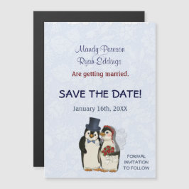 Convite Magnético Casamento no inverno Pinguim Magnético Salvar a Da
