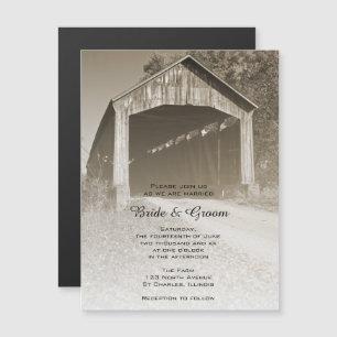 Convite Magnético Casamento Rustic Covered Bridge Country