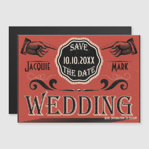Convite Magnético Casamento vintage Salvar A Data