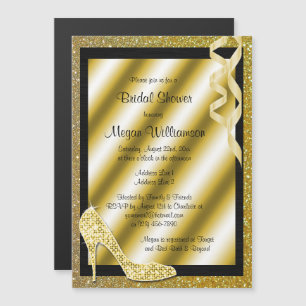 Convite Magnético Chá de panela Dourado Glittery Stiletto & Streame