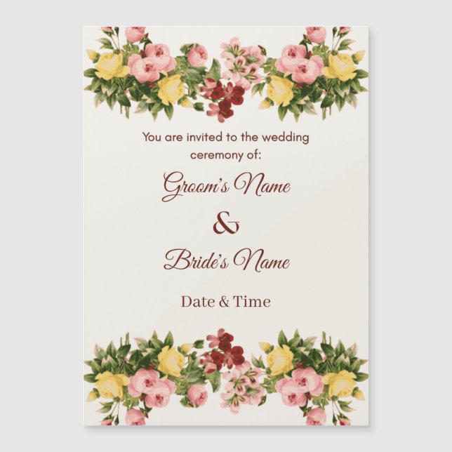 Convite Magnético de Casamento Jardim Floral Vibra (Frente)