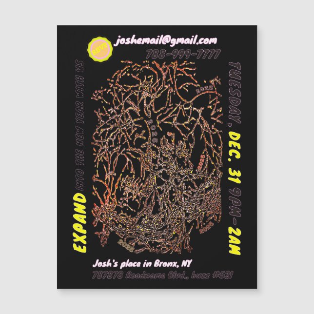 Convite magnético EVE PARTY DO NOVO ANO (Frente)