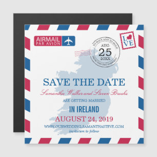 Convite Magnético Ireland Airmail Save the Date (Salve a data)