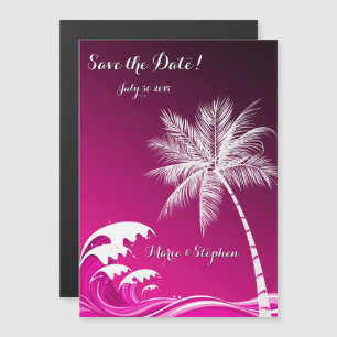 Convite Magnético OMBRÉ PINK TROPICAL PALMS Salve a data