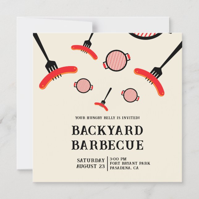 Convite Magnético para Churrasco Grill & Fork BBQ  (Frente)