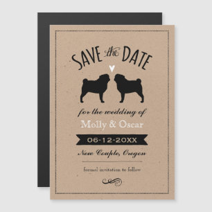 Convite Magnético Pugs Wedding Save the Date Invitation