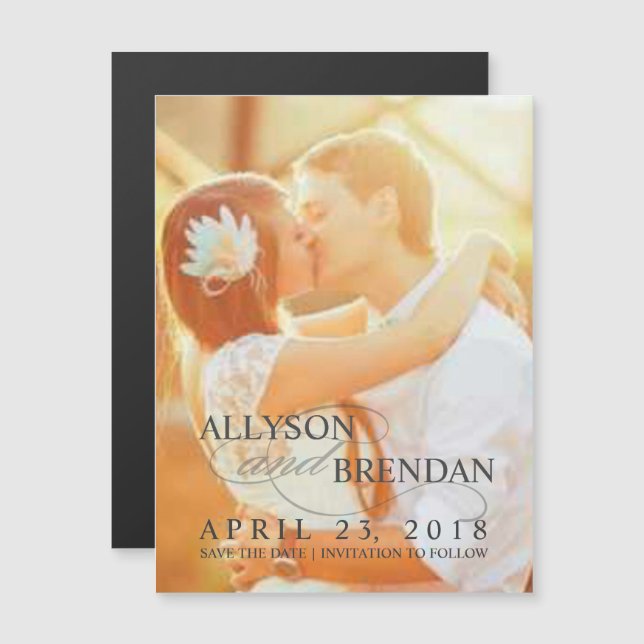 Convite Magnético Salvar a foto de casamento de Na moda de data (Frente/Verso)