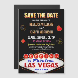 Convite Magnético Sinal Neon de Las Vegas - Salve o Casamento de Dat