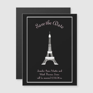 Convite Magnético Torre Eiffel em francês, cor-de-rosa preto, econom