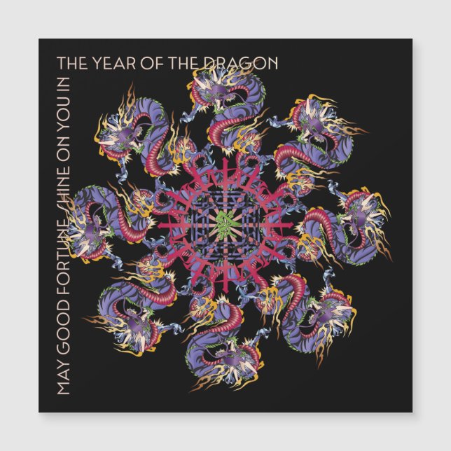 Convite Mah Jongg Dragon Year Magnet (Frente)