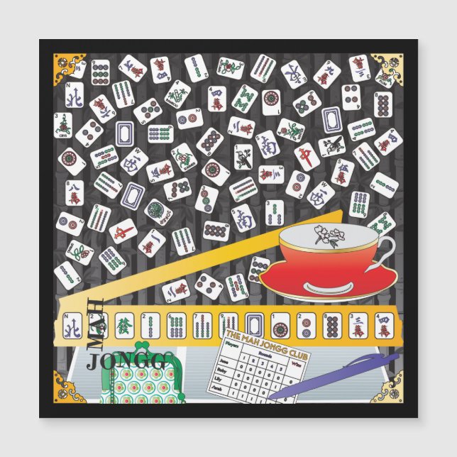 Convite Mah Jongg Limerick Mahj Flat Magnet (Frente)