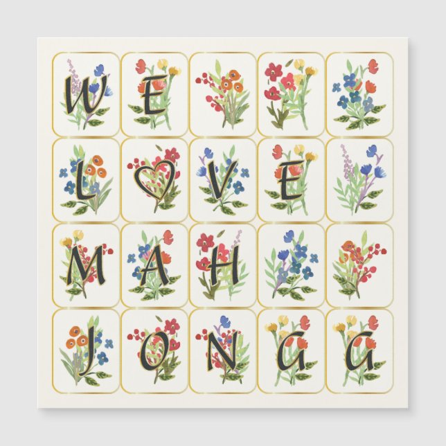 Convite Mah Jongg Love Magnet Card (Frente)