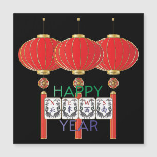 Convite Mah Jongg News Holiday Magnet Card