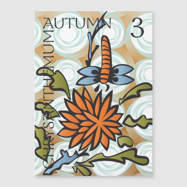 Convite Mah Jongg Seasons Autumn Magnet Card (Frente)