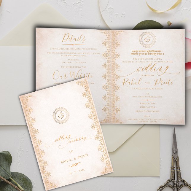 Convite Mandala Elegante Com Casamento Indiano De Lord Gan (Elegant Mandala With Lord Ganesh Indian Wedding Invitation)