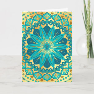 Convite Mandala Flor de Ouro Azul
