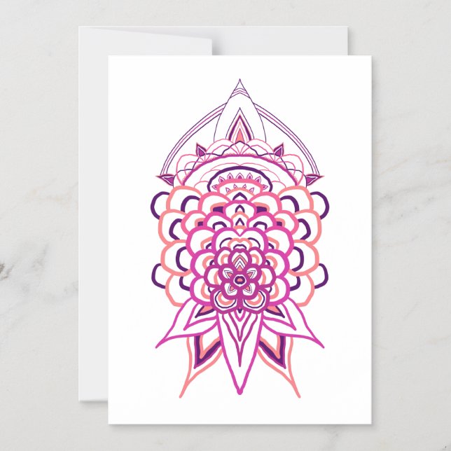 Convite Mandala Floral Rosa | Aniversário Boho (Frente)