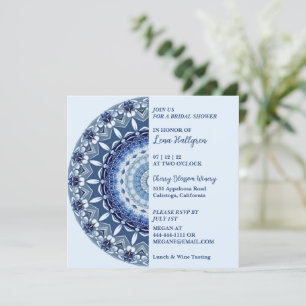 Convite Mandala Tons de Azul