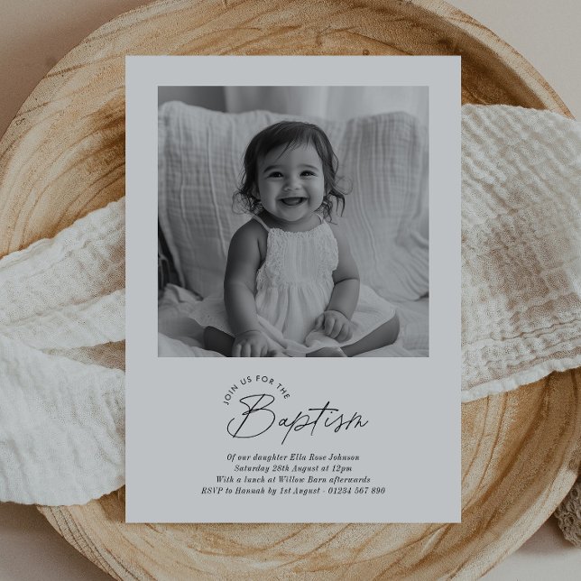 Convite Manuscrito de Foto de Batismo (Zazzle Baptism Photo Handwritten Invitation)