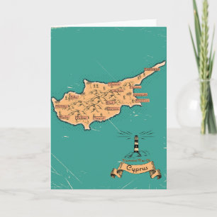 Convite Mapa de viagem ilustrado Chipre