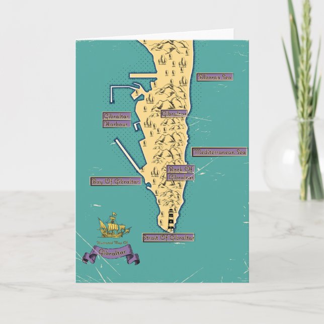 Convite Mapa de viagem ilustrado de Gibraltar (Frente)