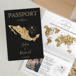 Convite Mapa do Mundo Dourado do Passaporte de Destino par