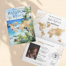 Convite Mapa do Passaporte de Aniversário da Árvore Tropic