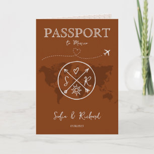 Convite Mapa do Passaporte de Destino de Boho Terracotta