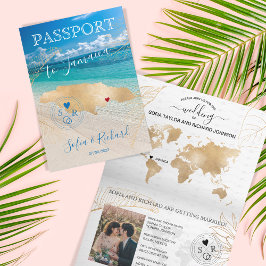 Convite Mapa do Passaporte de Destino de Casamento na Jama